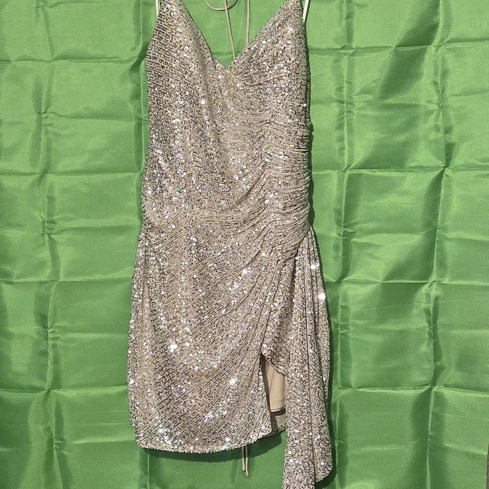 GB Girls Sparkling Silver Sequin Mini Dress